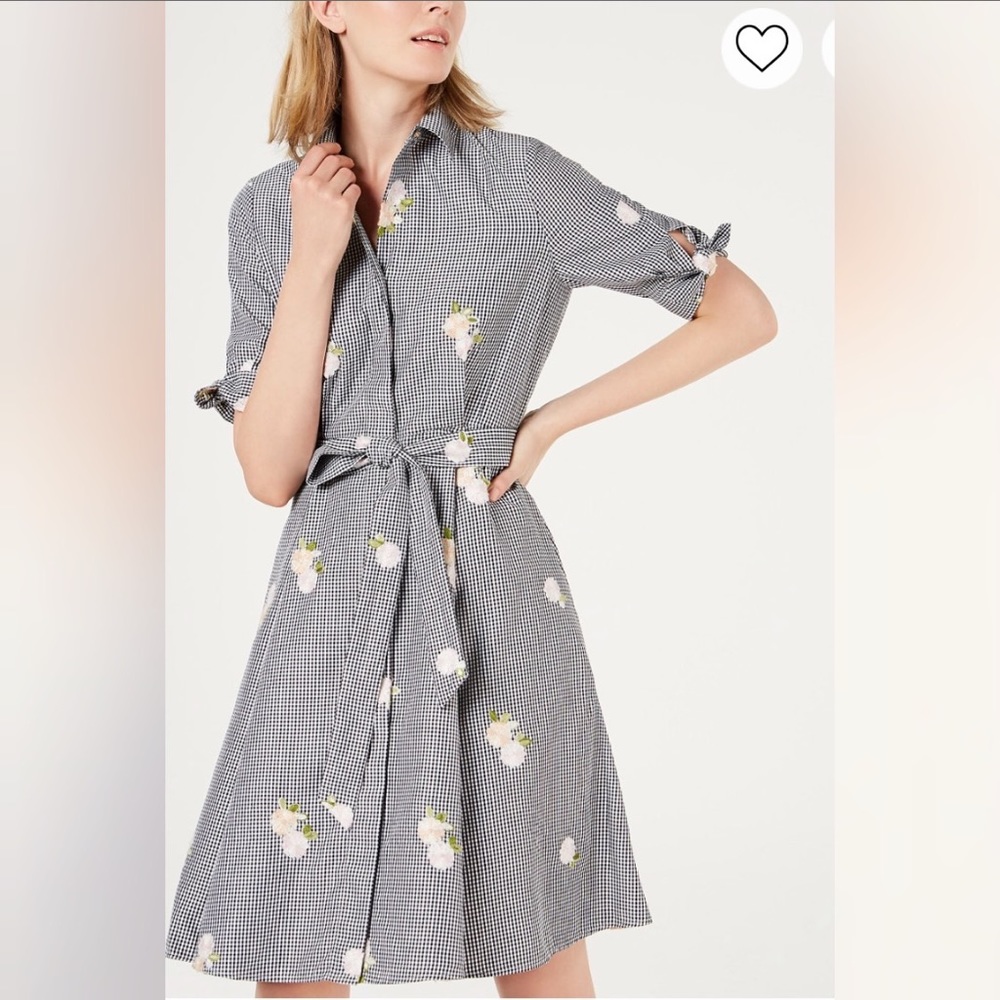CALVIN Klein Embroidered Gingham
Shirtdress, Size M/L